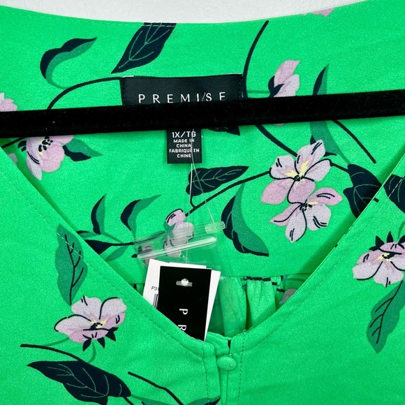 PREMISE | Women's Kelly Lavender Tulip Sleeve Floral Printed Blouse NWT 1X - Picture 7 of 12
